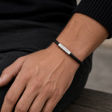 PULSERA CUERO CON PLACA PARA GRABAR ACERO