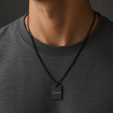COLLAR PLACA PARA GRABAR ACERO NEGRO
