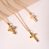 COLLAR CRUZ SHINE BAÑADO EN ORO