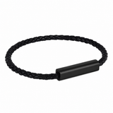 PULSERA CUERO CON PLACA PARA GRABAR ACERO NEGRO