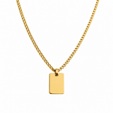COLLAR PLACA PARA GRABAR BAÑADO EN ORO