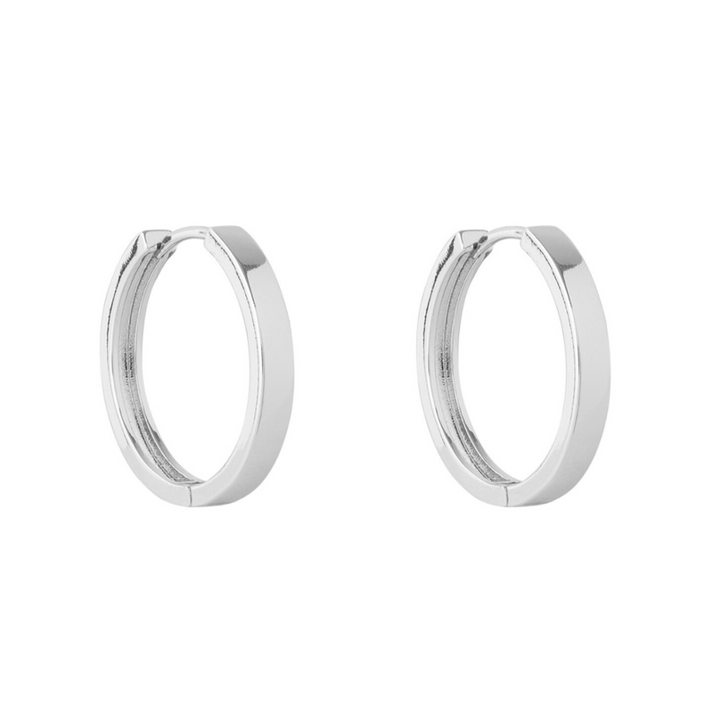 ARGOLLAS LISAS 25MM BANADAS EN ORO BLANCO Boaz Joyas