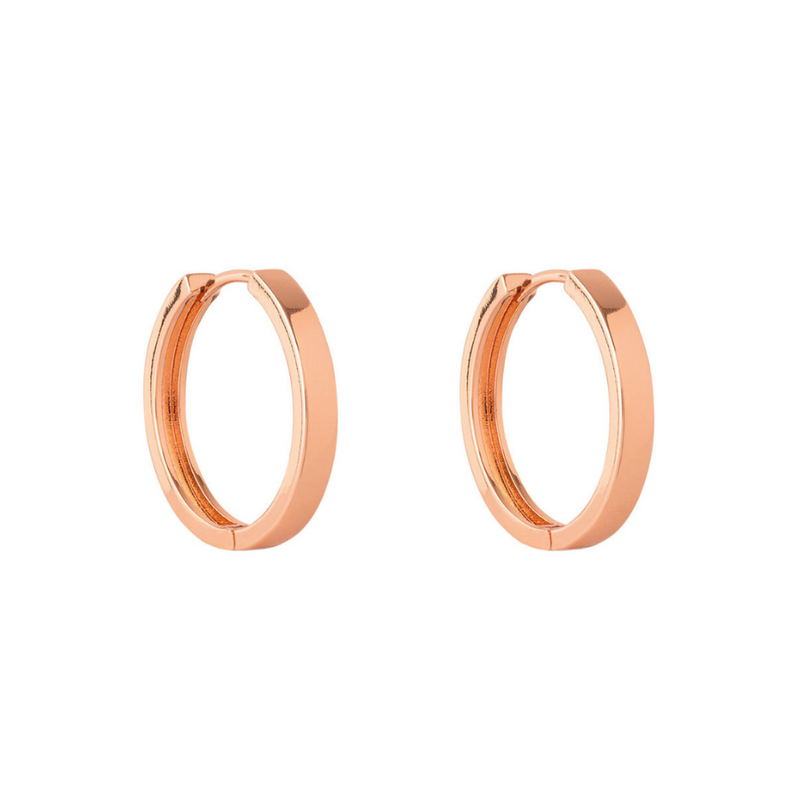 ARGOLLAS LISAS 25MM BAÑADAS EN ORO ROSADO | BOAZ JOYAS