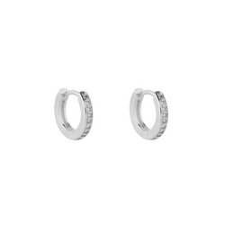 ARGOLLAS LISAS CIRCONES BAÑADAS EN ORO BLANCO 12MM | BOAZ JOYAS