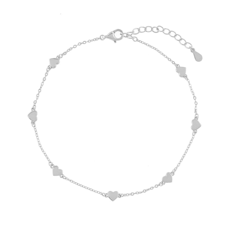 TOBILLERA CORAZONES PLATA | BOAZ JOYAS