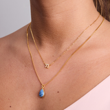 COLLAR VERA ÒPALO AZUL BAÑADO EN ORO