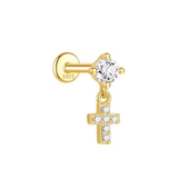PIERCING CRUZ BAÑADO EN ORO (1 UNIDAD)