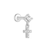 PIERCING CRUZ PLATA (1 UNIDAD)