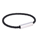 PULSERA CUERO CON PLACA PARA GRABAR ACERO