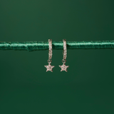 ARGOLLAS ESTRELLA CIRCONES BAÑADAS EN ORO BLANCO