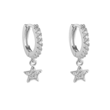 ARGOLLAS ESTRELLA CIRCONES BAÑADAS EN ORO BLANCO