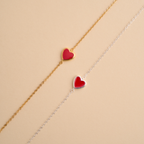 PULSERA CORAZÓN ROJO PLATA