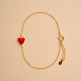 PULSERA CORAZÓN ROJO BAÑADA EN ORO