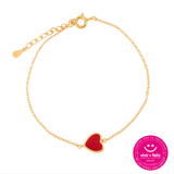 PULSERA CORAZÓN ROJO BAÑADA EN ORO