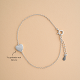 PULSERA CORAZÓN ROJO PLATA
