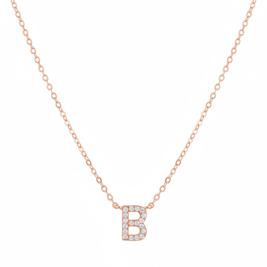 COLLAR INICIAL SHINE BAÑADO EN ORO ROSADO