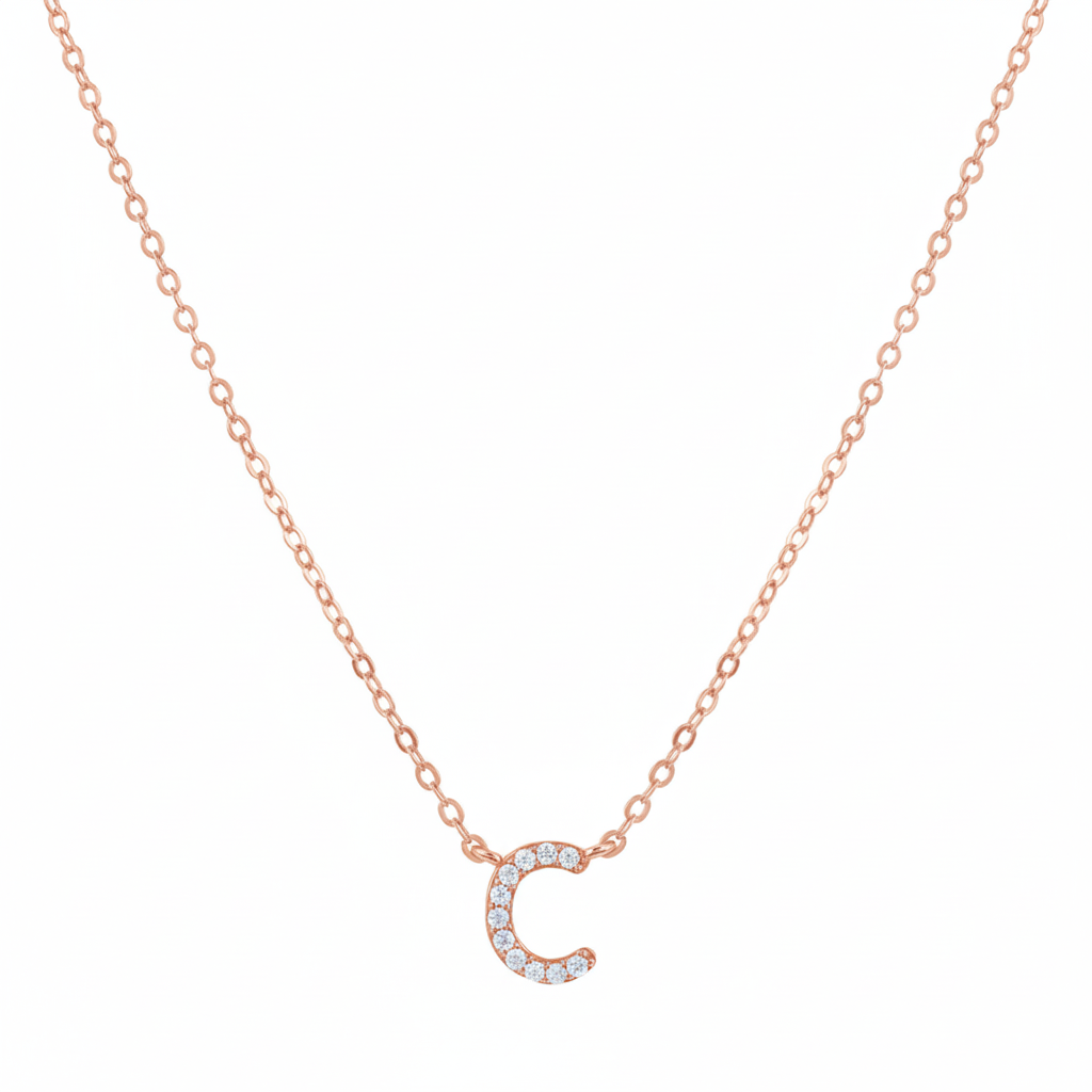 COLLAR INICIAL SHINE BAÑADO EN ORO ROSADO