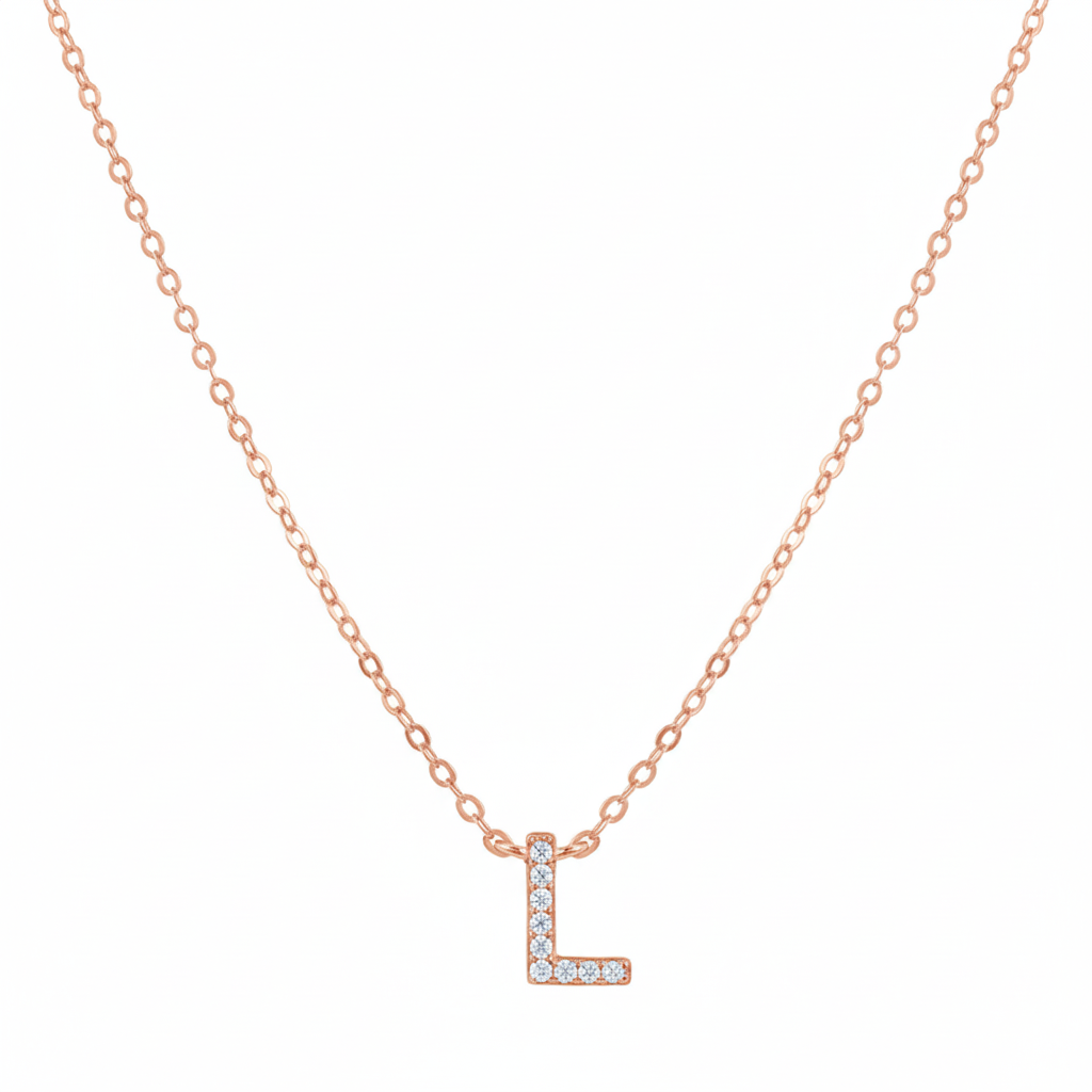 COLLAR INICIAL SHINE BAÑADO EN ORO ROSADO