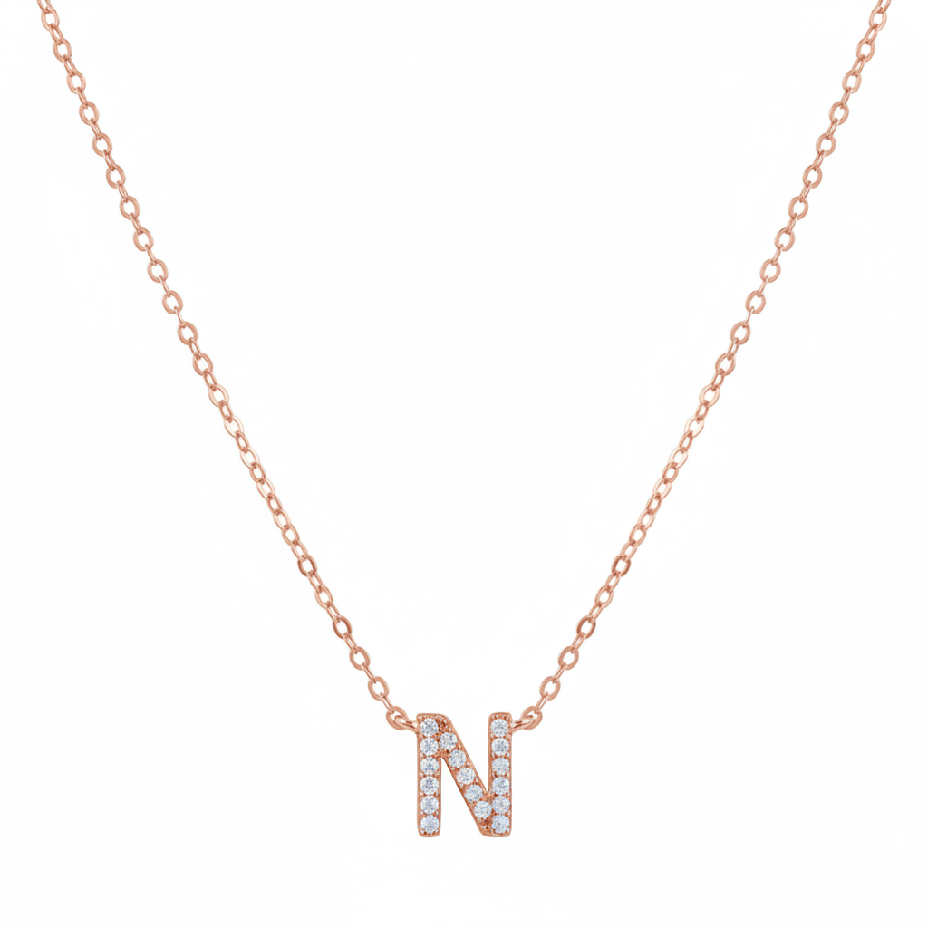 COLLAR INICIAL SHINE BAÑADO EN ORO ROSADO