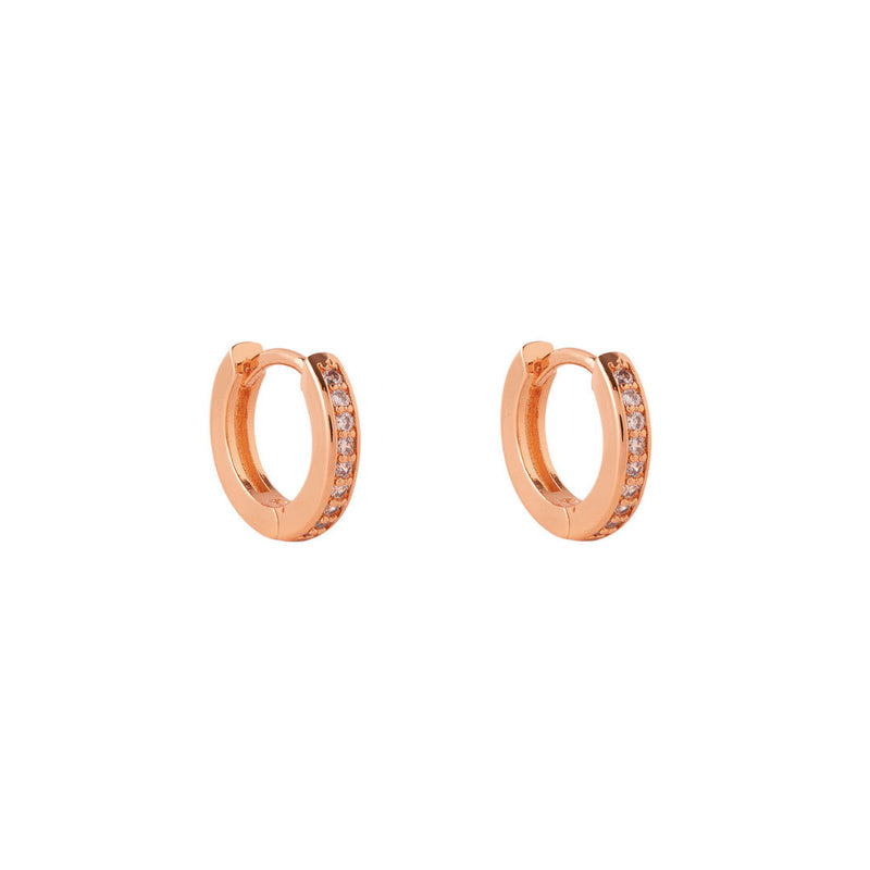 ARGOLLAS LISAS CIRCONES BAÑADAS EN ORO ROSADO 12MM | BOAZ JOYAS