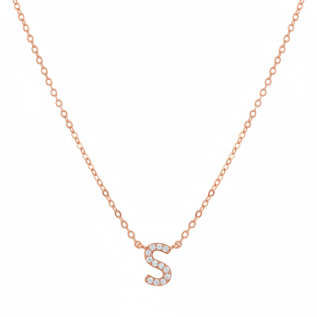 COLLAR INICIAL SHINE BAÑADO EN ORO ROSADO