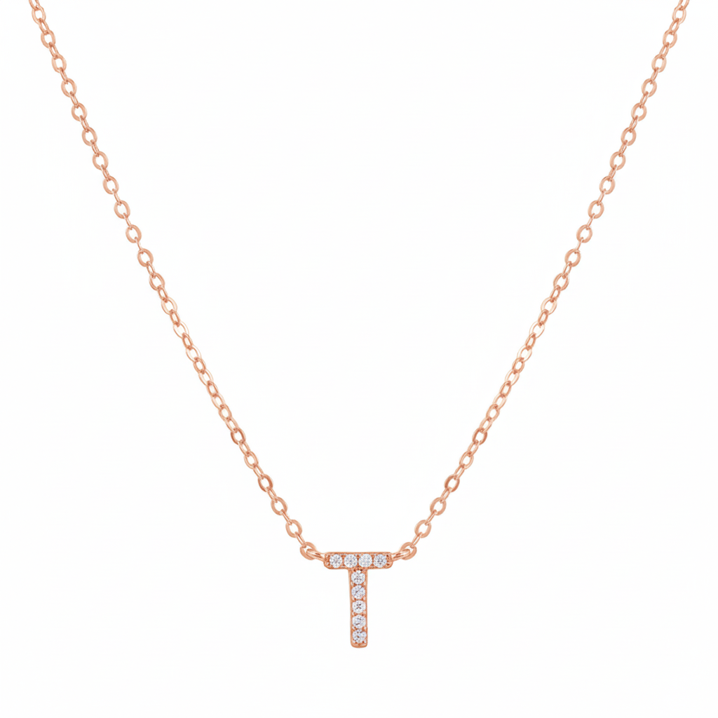 COLLAR INICIAL SHINE BAÑADO EN ORO ROSADO