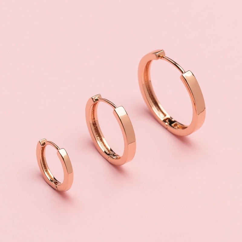 ARGOLLAS LISAS 15MM BAÑADAS EN ORO ROSADO | BOAZ JOYAS