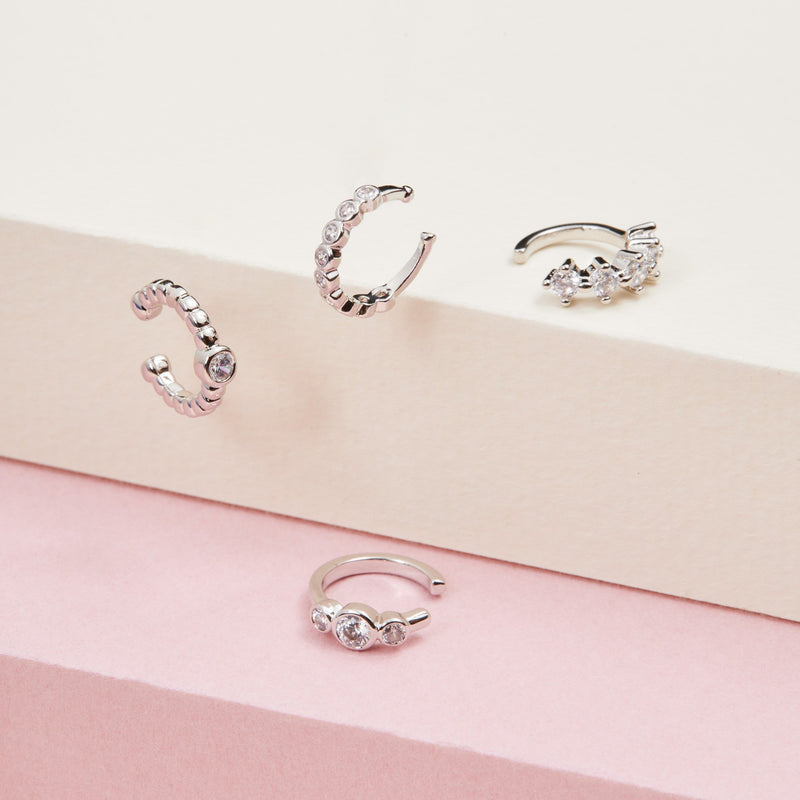 EARCUFF EMMA BAÑADO EN ORO BLANCO (1 UNIDAD) | BOAZ JOYAS