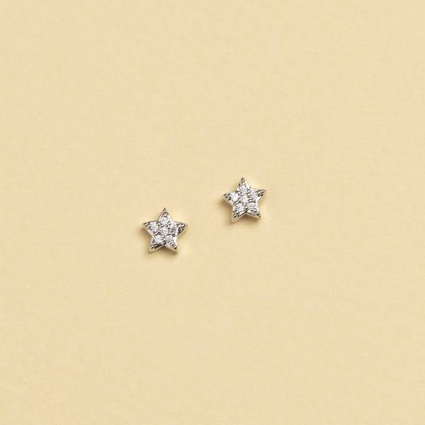 AROS MINI STARS CIRCONES BAÑADOS EN ORO BLANCO | BOAZ JOYAS