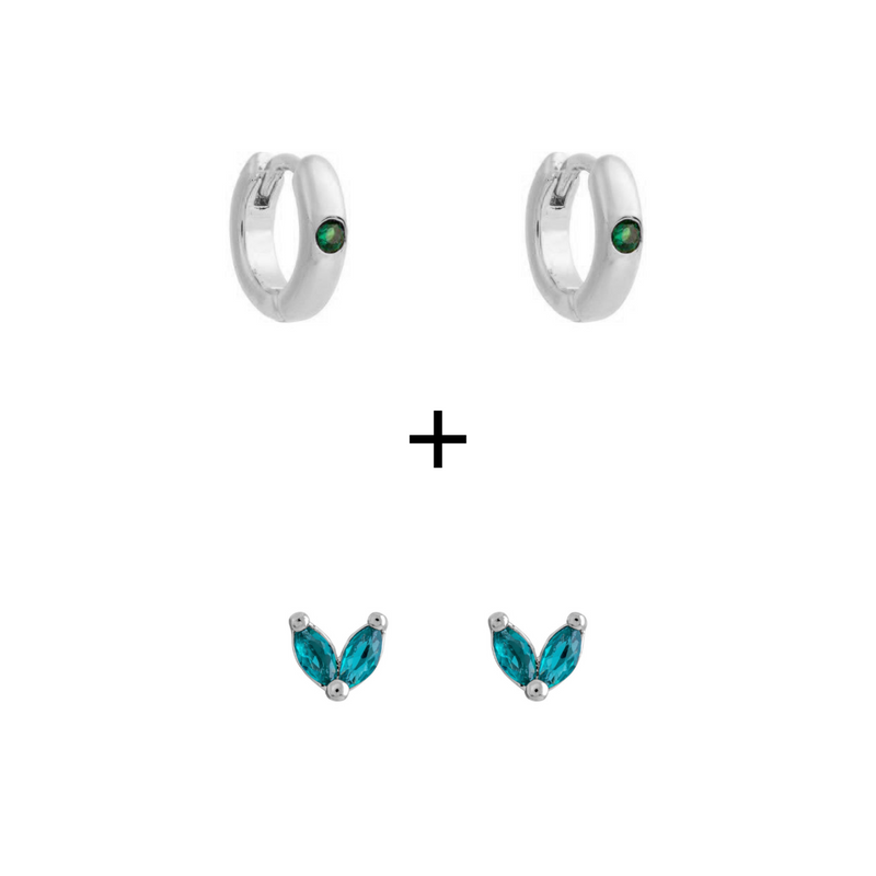 PACK ALI GREEN BAÑADO EN ORO BLANCO | BOAZ JOYAS