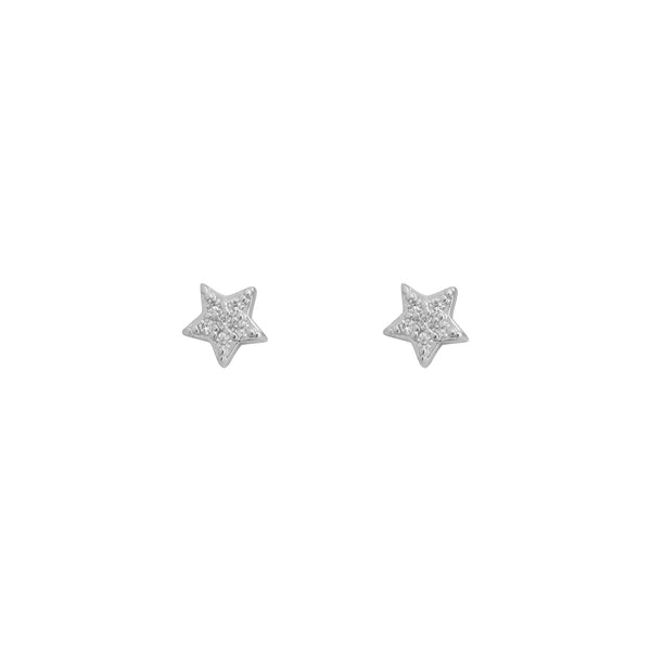 AROS MINI STARS CIRCONES BAÑADOS EN ORO BLANCO | BOAZ JOYAS