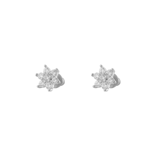 AROS FLOR BAÑADOS EN ORO BLANCO | BOAZ JOYAS
