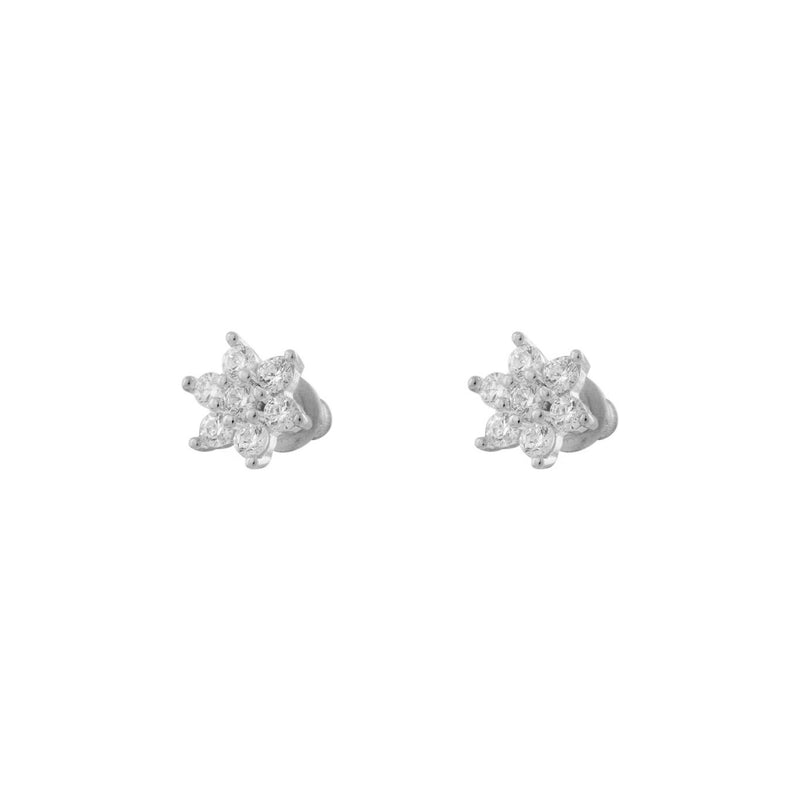AROS FLOR BAÑADOS EN ORO BLANCO | BOAZ JOYAS