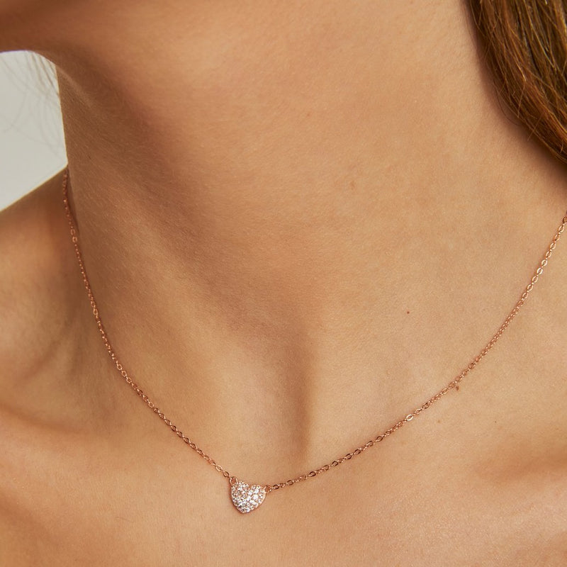 COLLAR CORAZÓN BAÑADO EN ORO ROSADO | BOAZ JOYAS