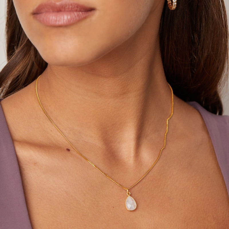 COLLAR VERA PIEDRA LUNA BAÑADO EN ORO | BOAZ JOYAS