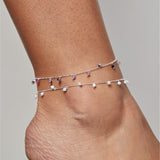 TOBILLERA INA PINK PLATA