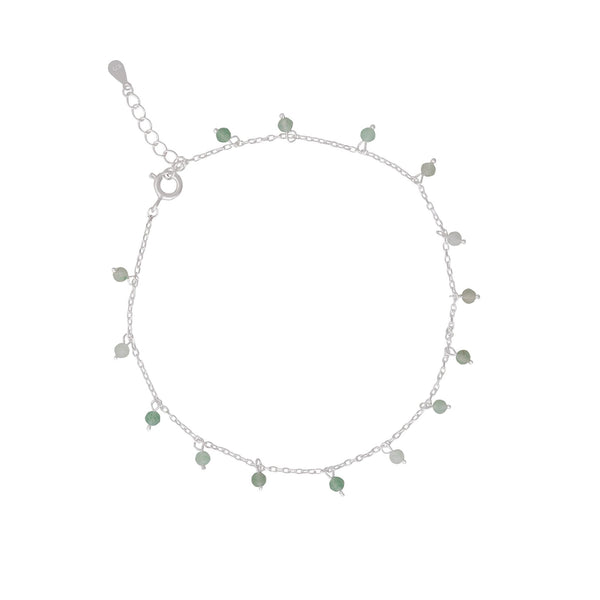 TOBILLERA INA GREEN PLATA | BOAZ JOYAS