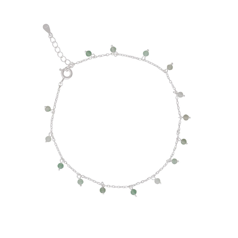 TOBILLERA INA GREEN PLATA | BOAZ JOYAS