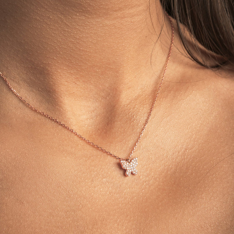 COLLAR MARIPOSA BAÑADO EN ORO ROSADO | BOAZ JOYAS