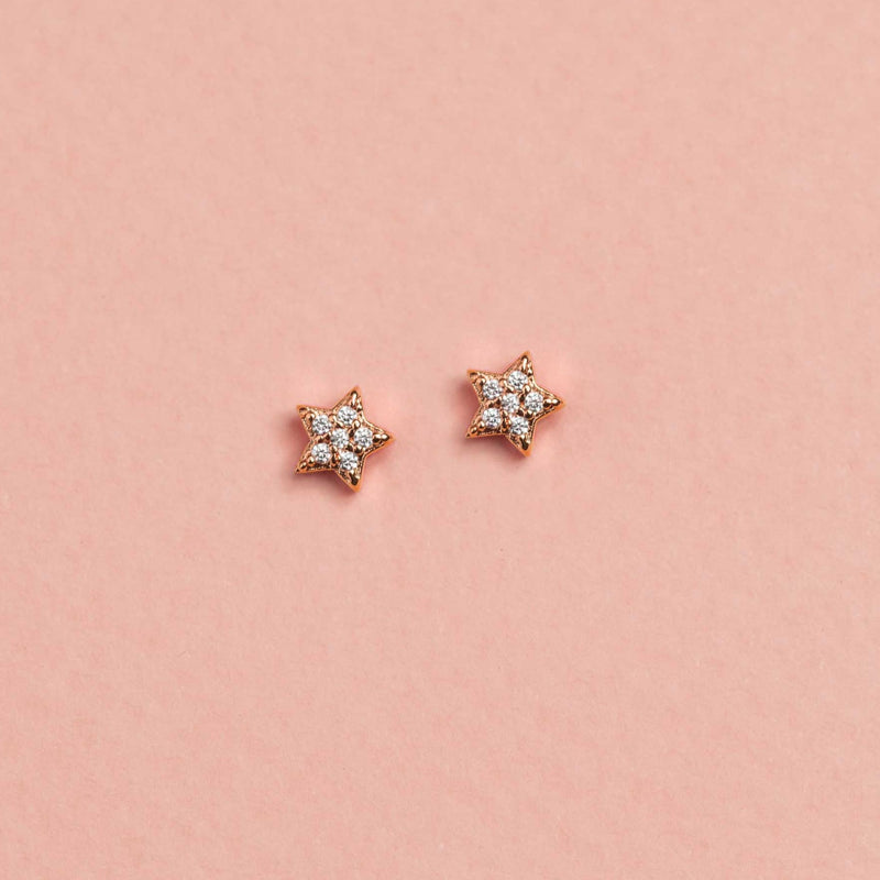 AROS MINI STARS CIRCONES BAÑADOS EN ORO ROSADO | BOAZ JOYAS